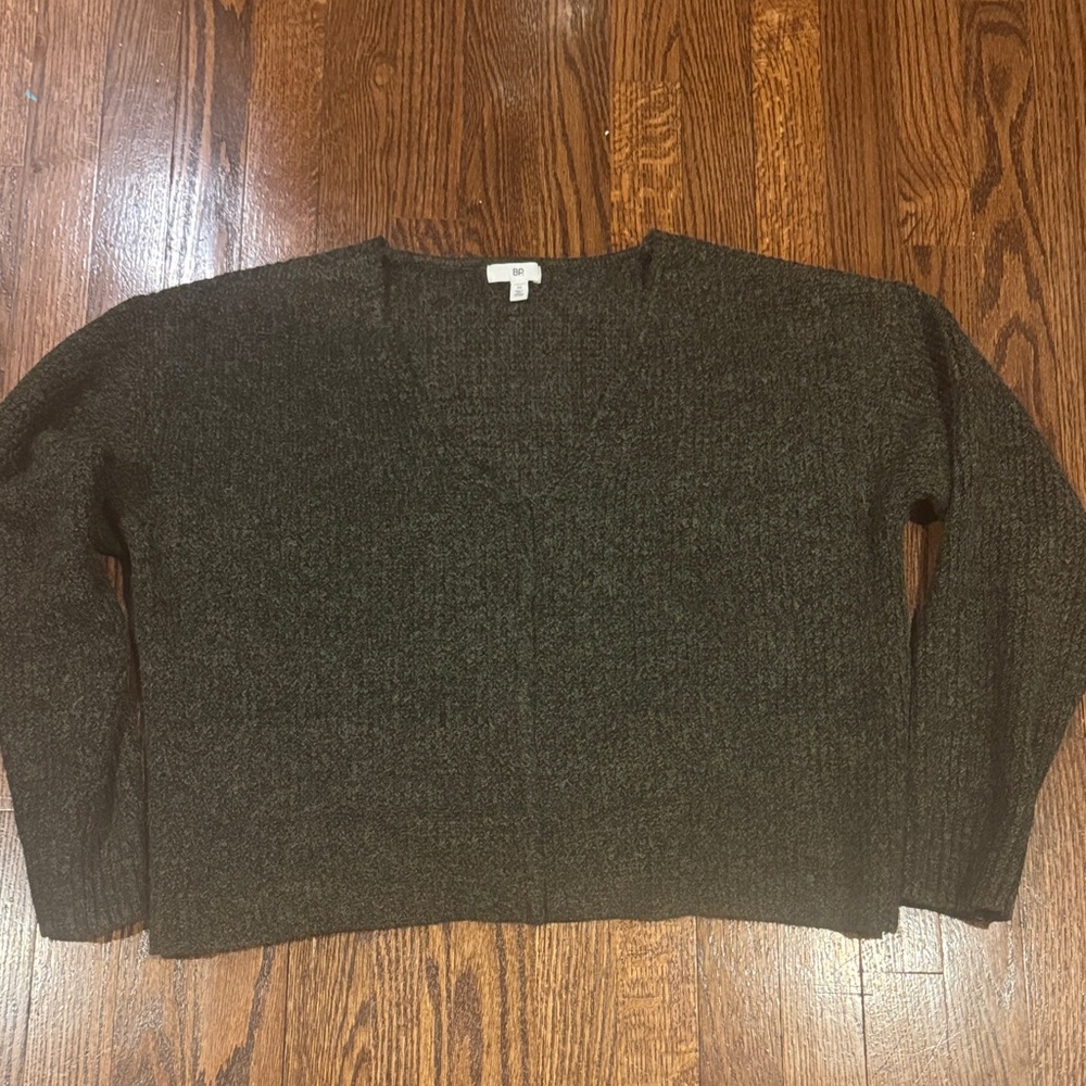 Nordstrom BP. Dark Green and Black Marled V-Neck Sweater Size Medium NWOT